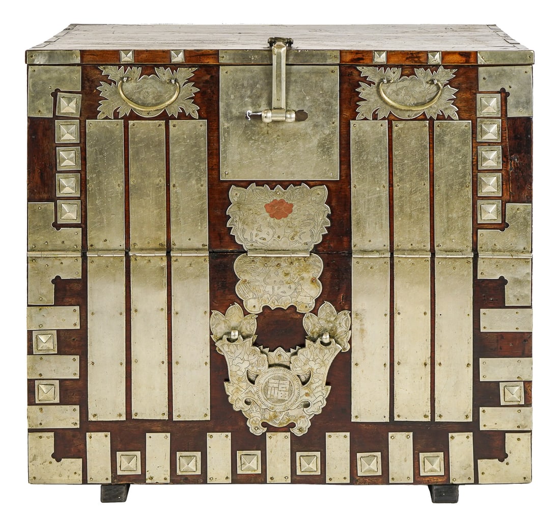 19th c Korean Wedding Chest with ornate metalwork exterior (1 of 9)