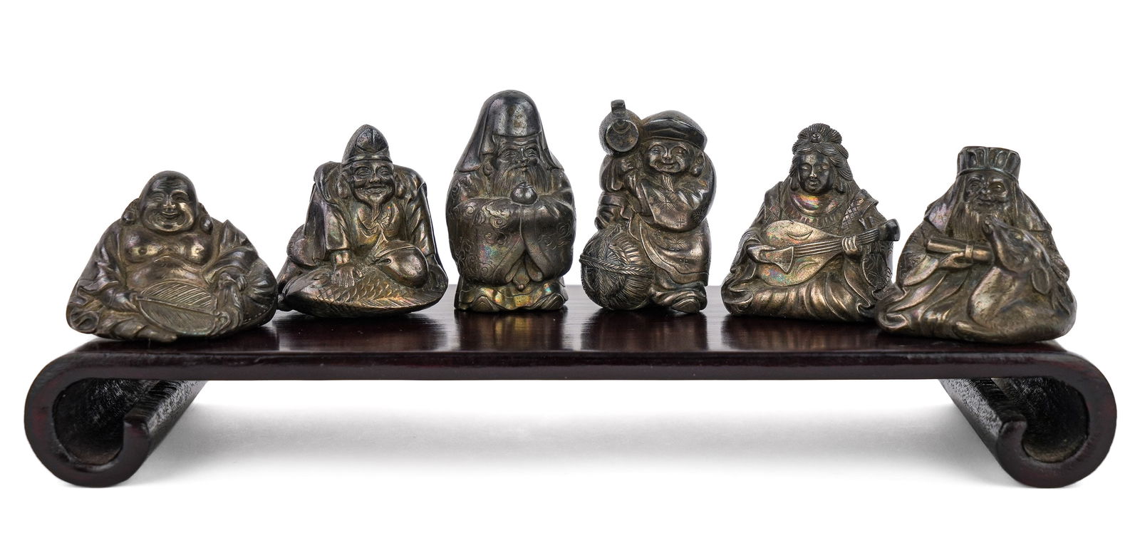 6 Japanese Meiji Silver Okimono Figures (1 of 5)