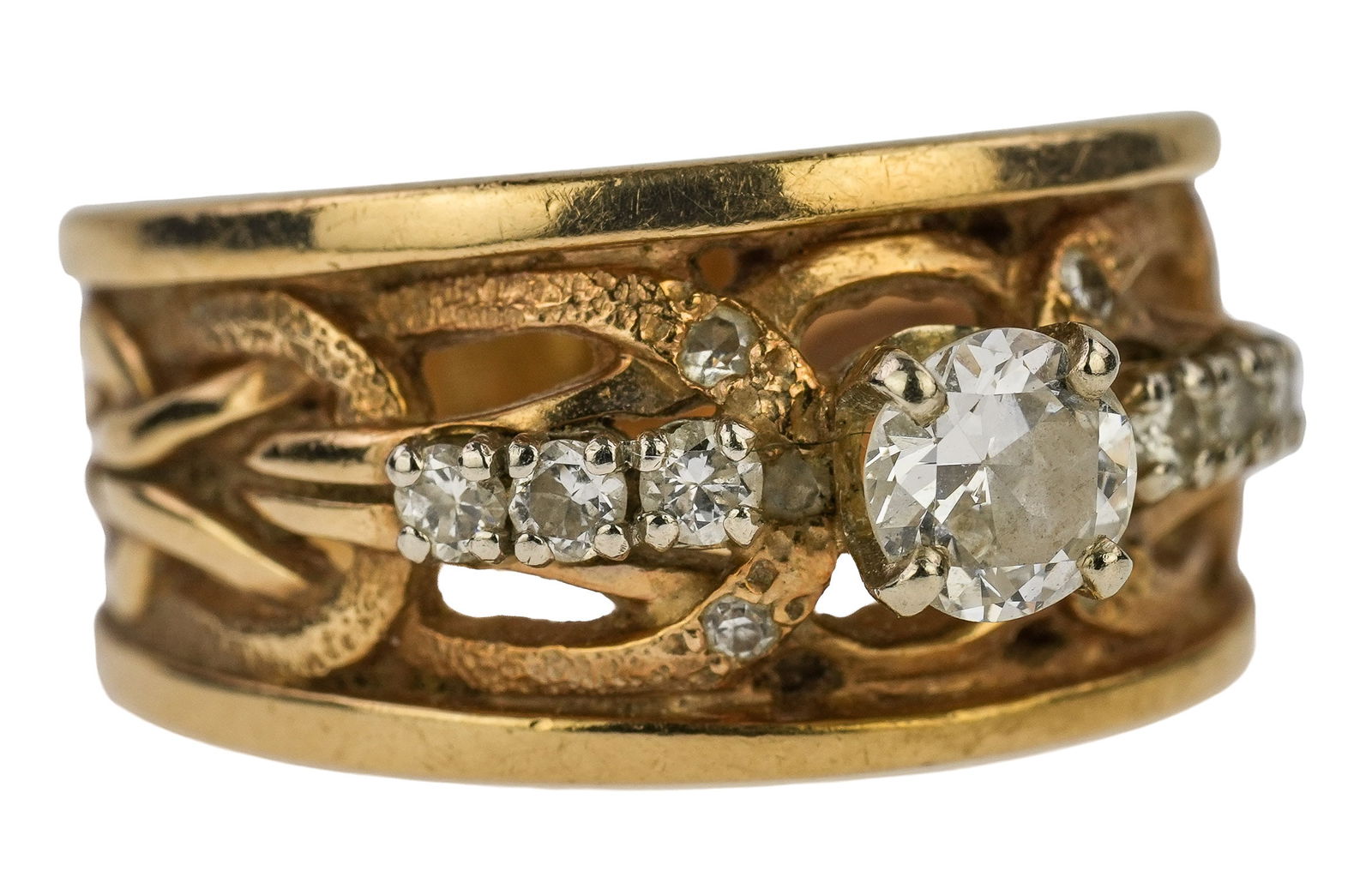 14k Antique Band & Diamond Ring (1 of 6)