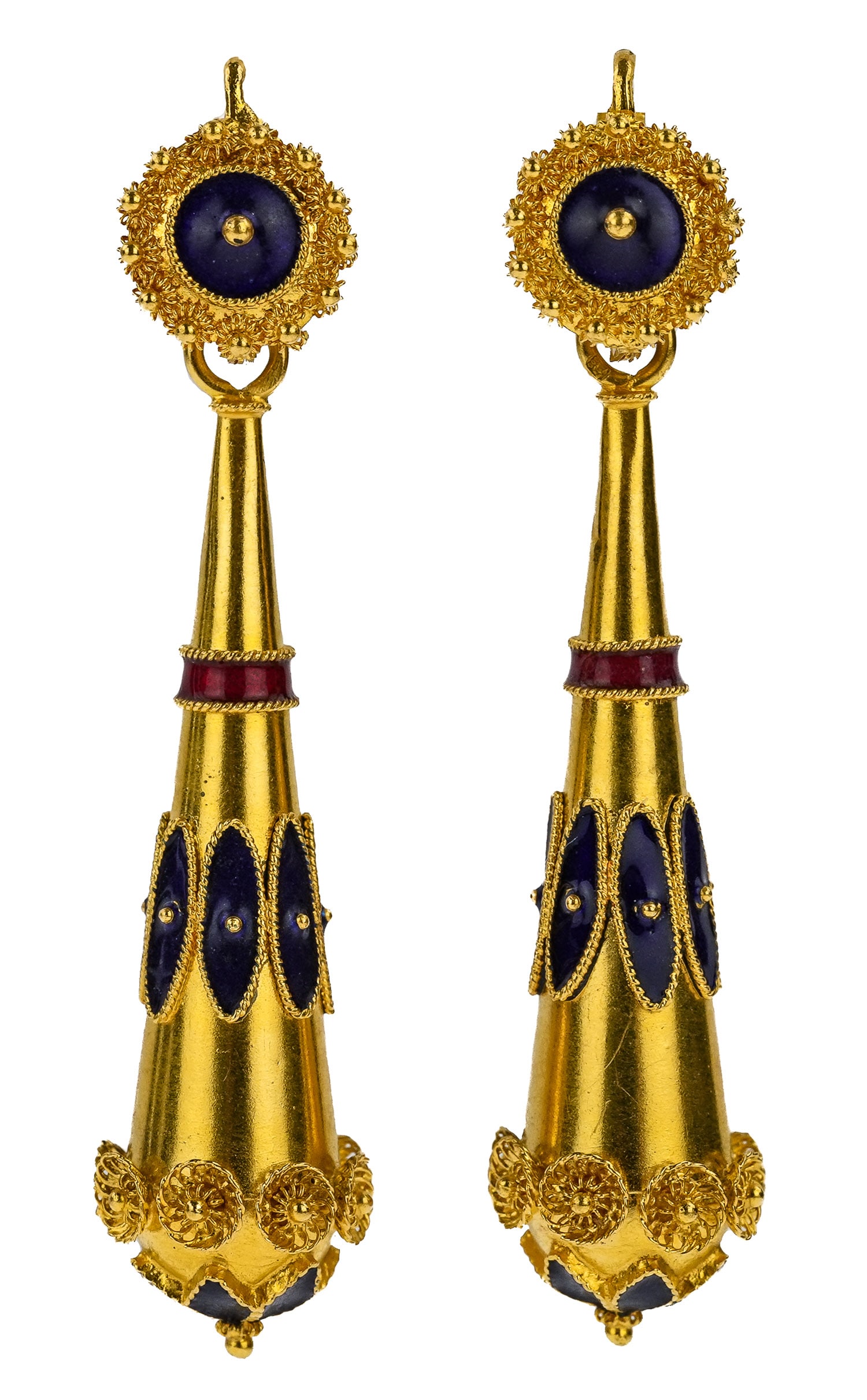 Antique Enamel & 18k Drop Earrings (1 of 4)