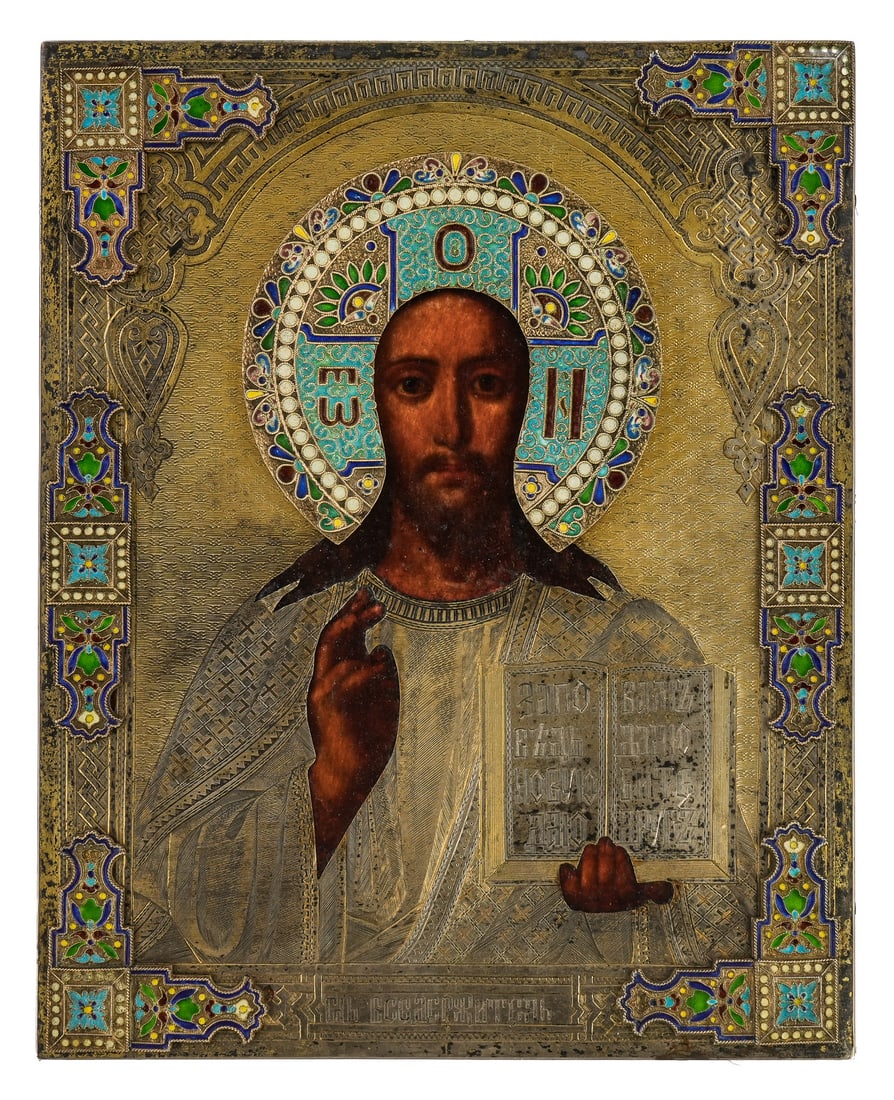 1886 Russian Icon Christ Pantocrator (1 of 7)
