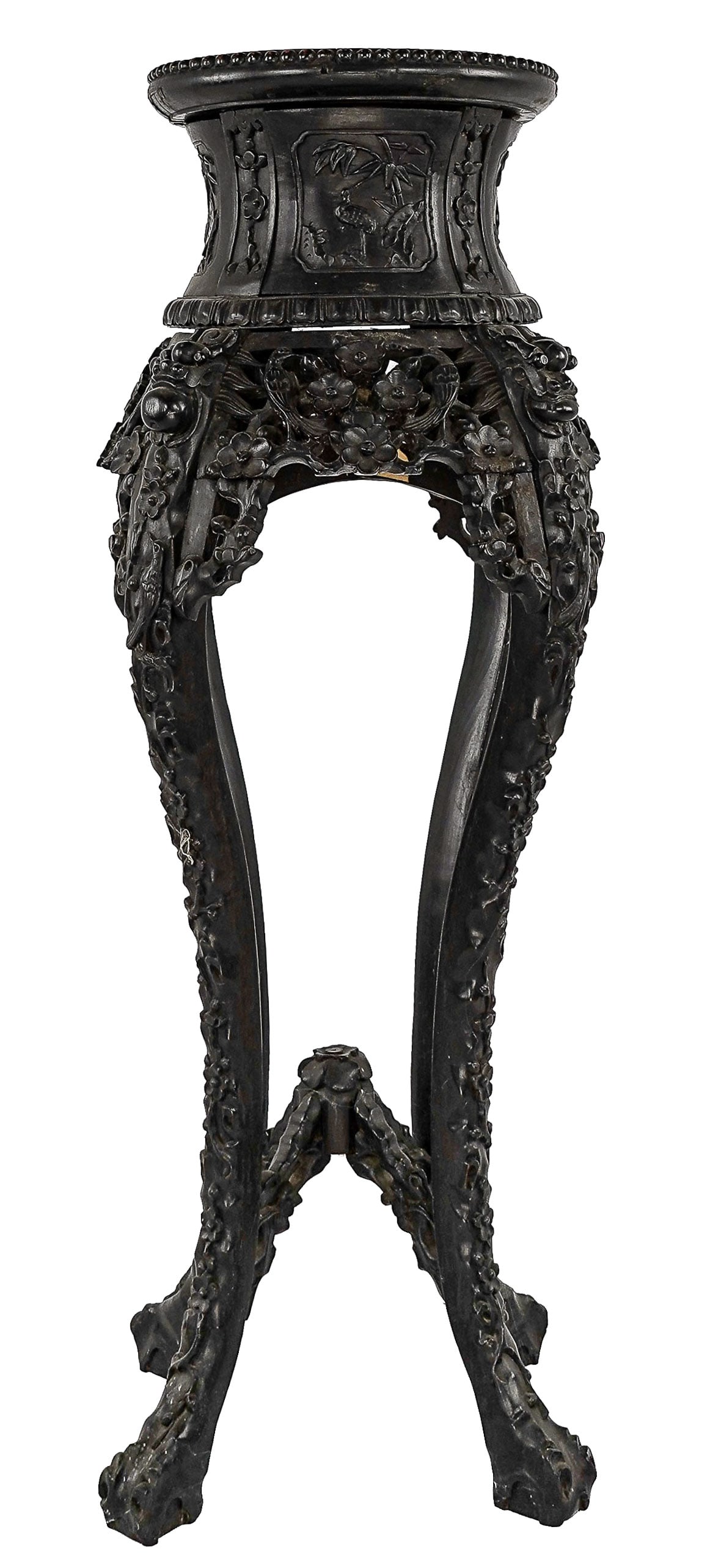 Chinese Hardwood Marble Top Plant Stand (1 of 5)