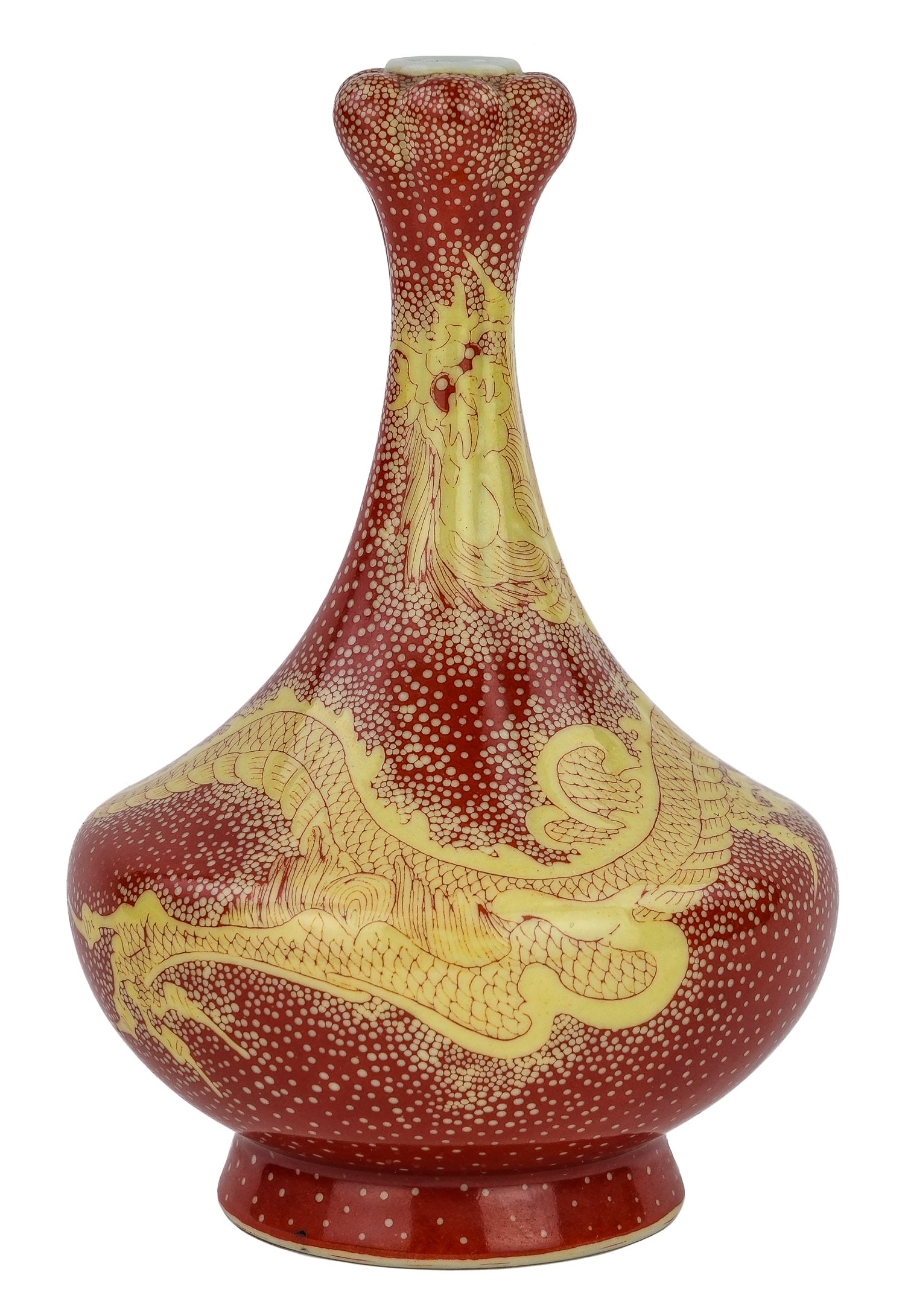 Small Japanese Kozan Iron Red Porcelain Vase (1 of 5)