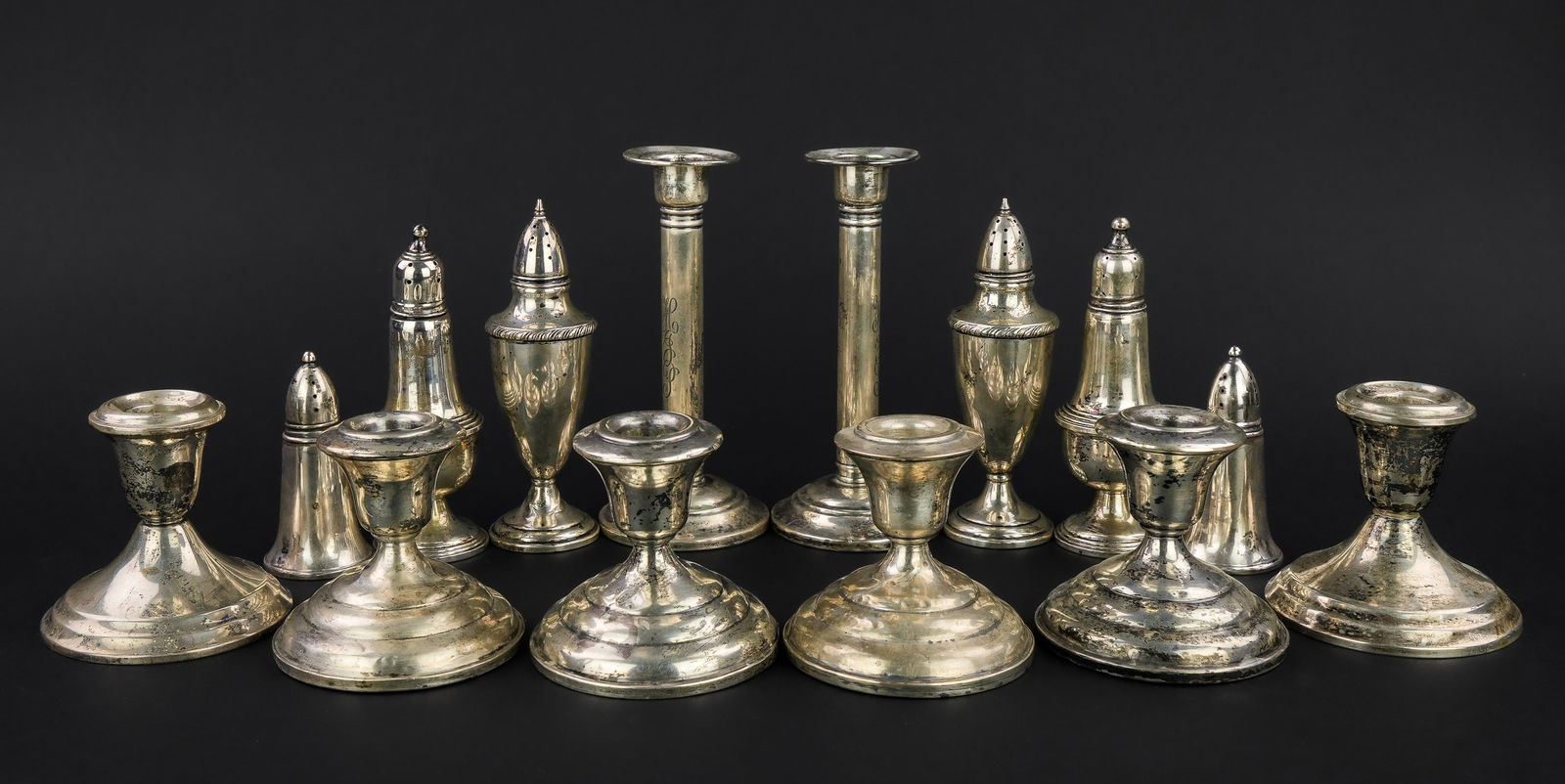 14 pcs. Sterling Silver Weighted Hollowware (1 of 2)