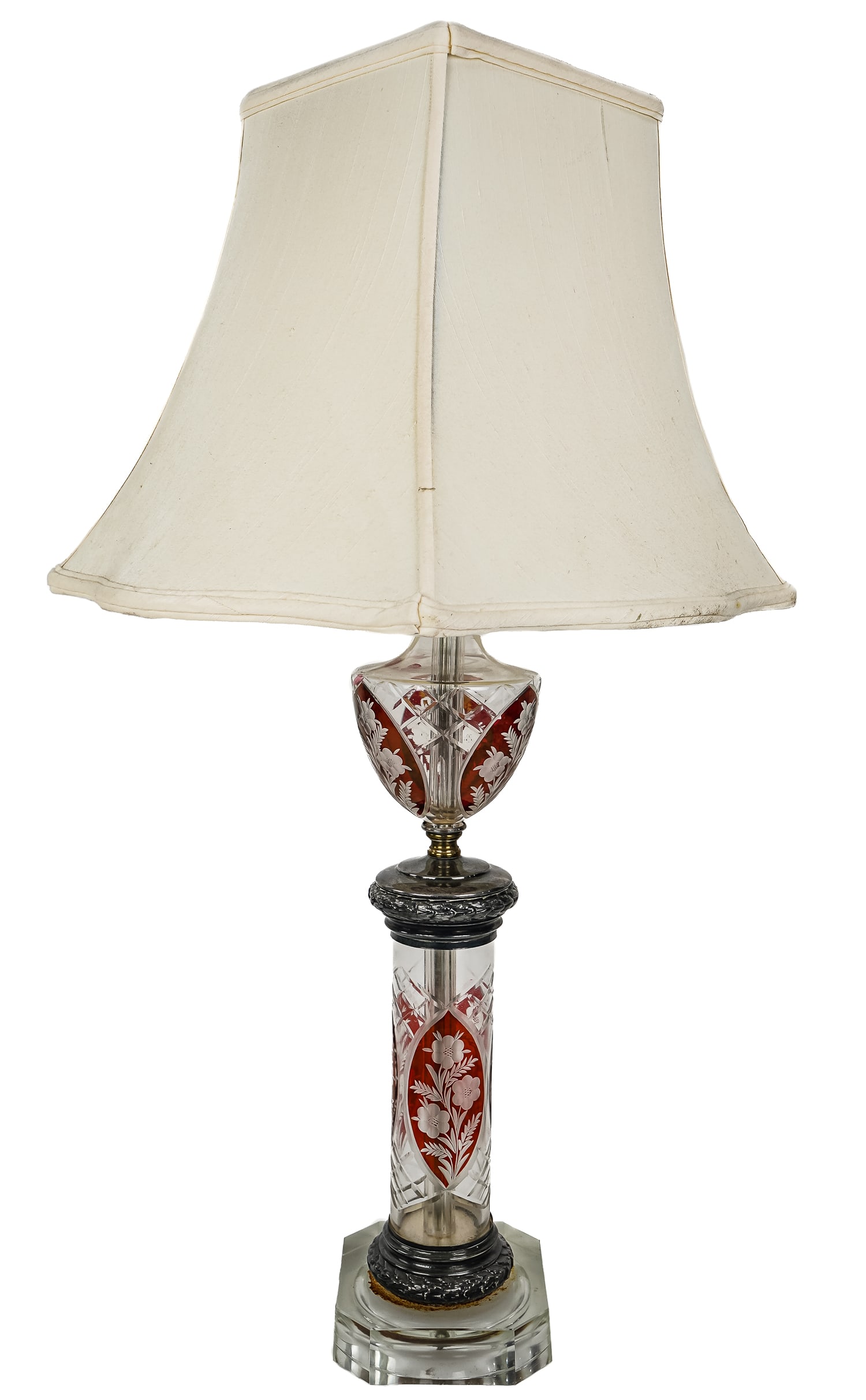 Ruby, Crystal, & Silvered Table Lamp (1 of 4)