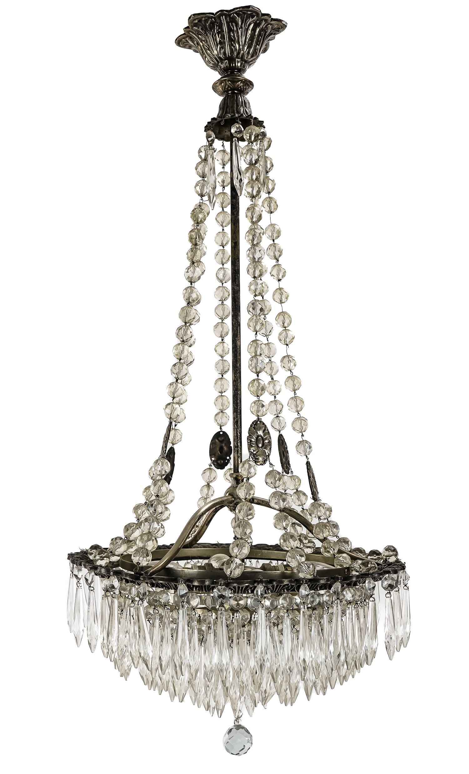 Early 20th c Silvered Crystal Chandelier (1 of 6)