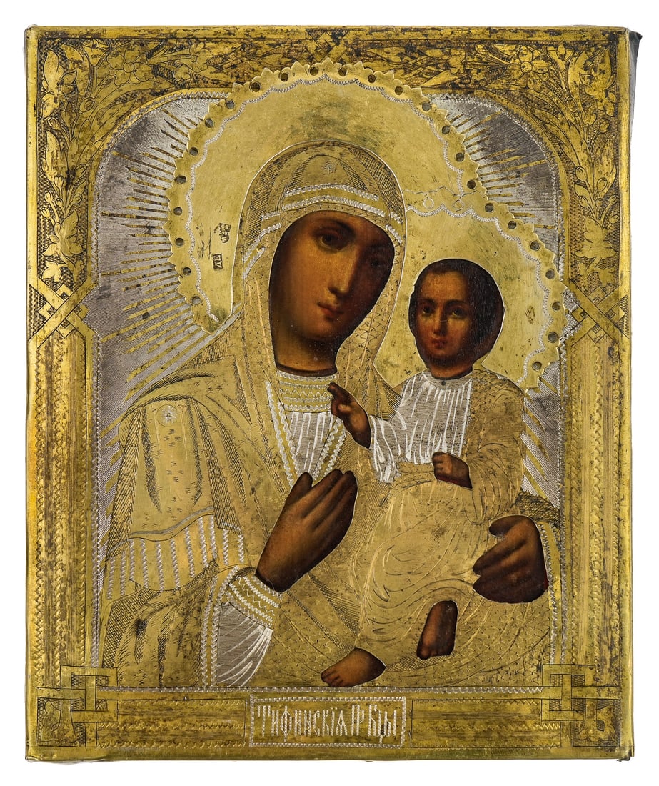 1867 Russian Icon Mother of God Tychvinskaya (1 of 7)