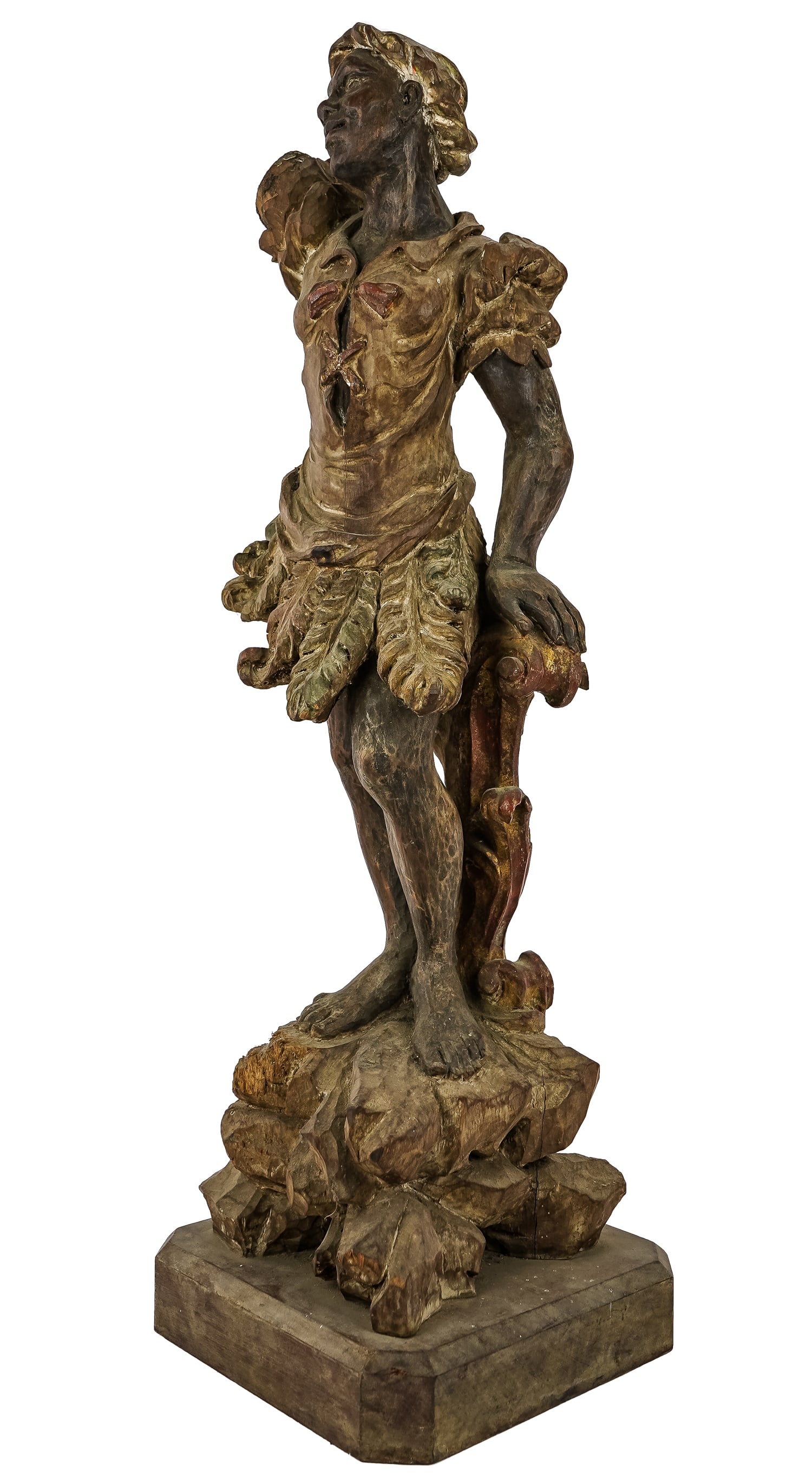 Ca 1900 Carved Wooden Blackamoor Lamp Figure (1 of 7)