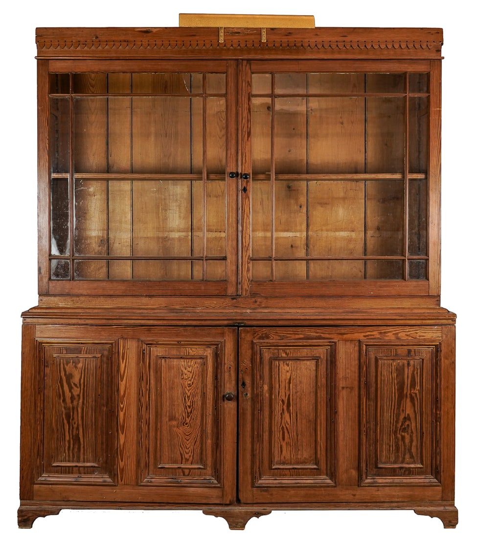 Two Part Pine Breakfront Cupboard (1 of 11)