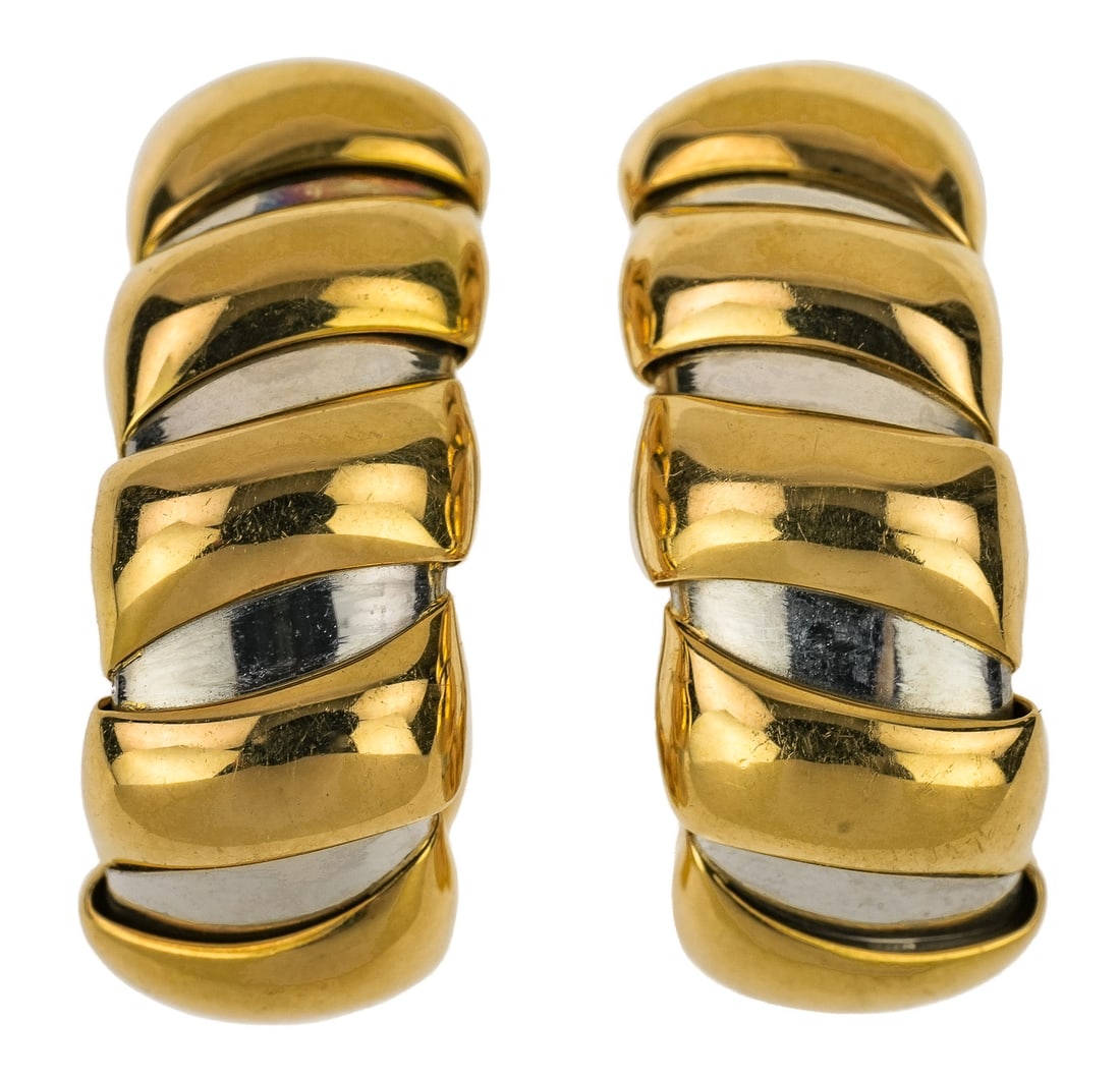 Bvlgari Gold & Steel Hoop Earrings (1 of 5)