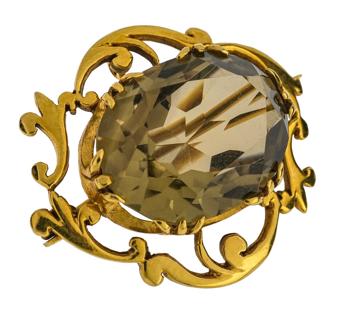 Large Victorian Citrine & Gold Brooch (1 of 5)