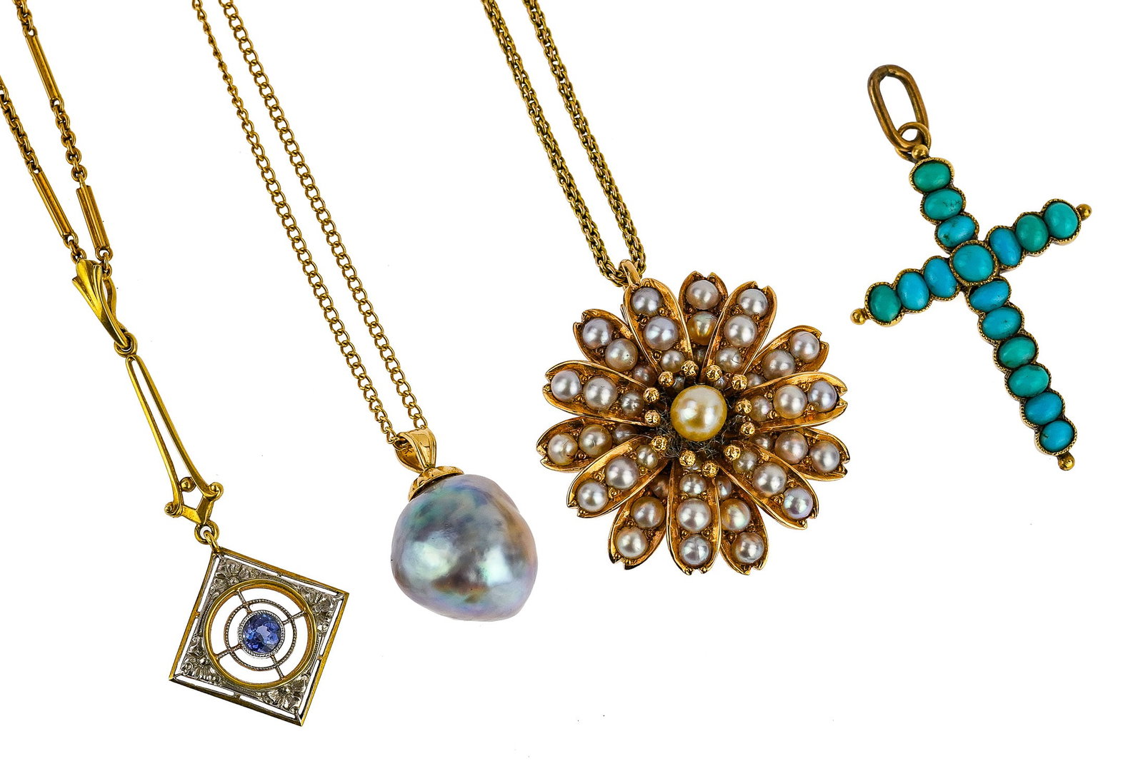 4 Yellow Gold Victorian Pendants (1 of 3)