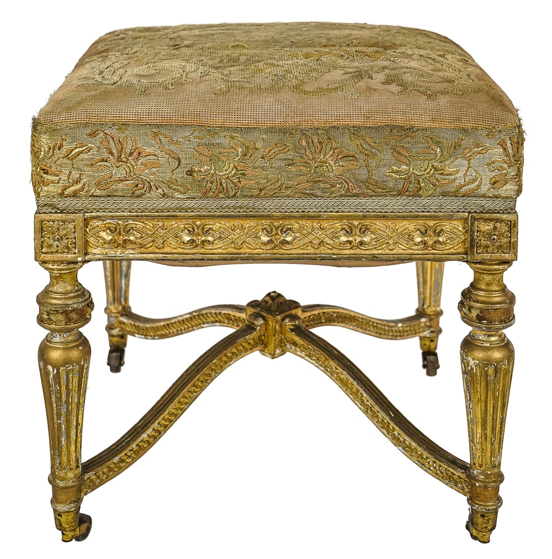 Louis XVI Style Giltwood Stool (1 of 5)