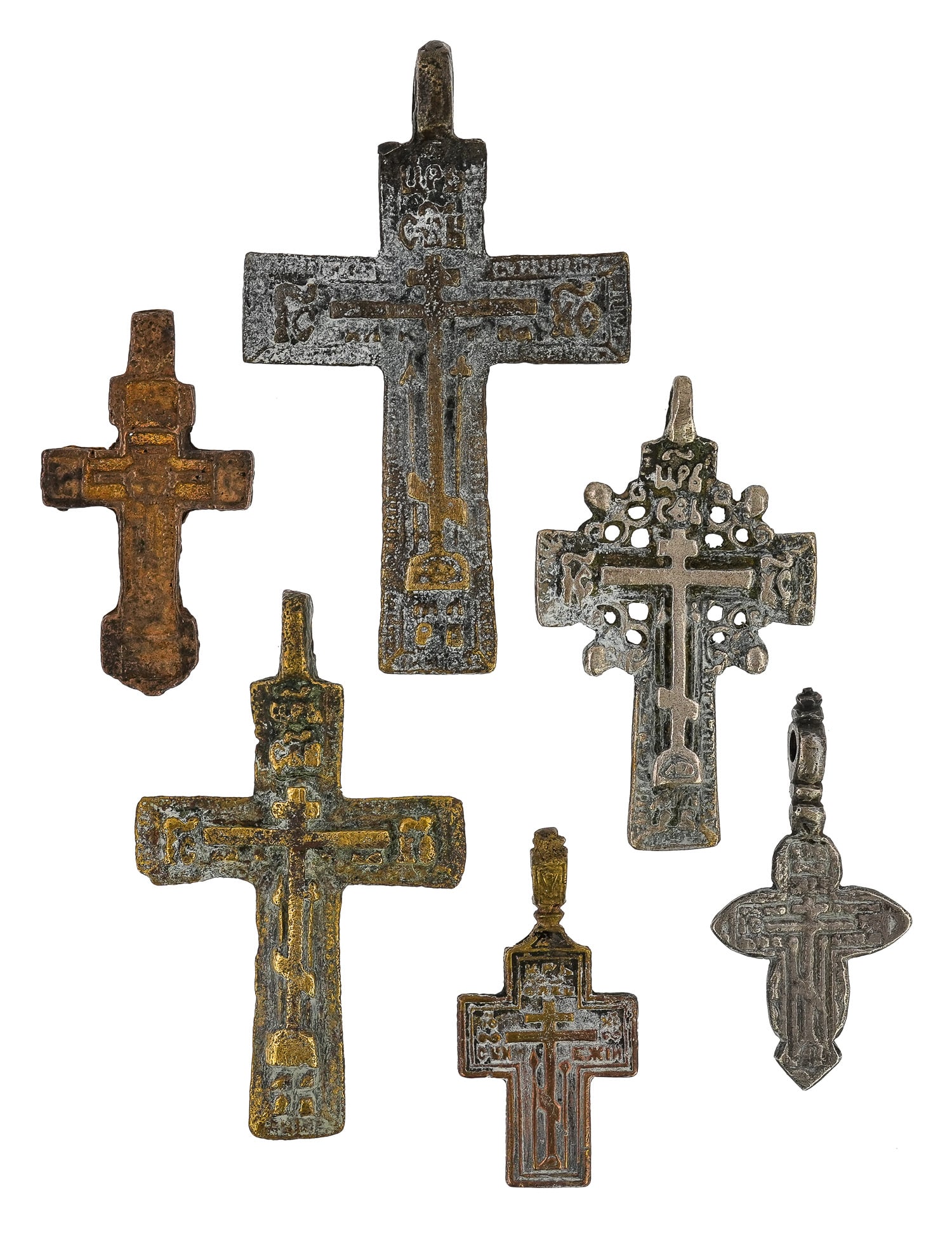 16th-18th c Russian Pectoral, Baptismal Crosses (1 of 4)