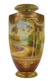 Large Nippon Scenic Handpainted Vase