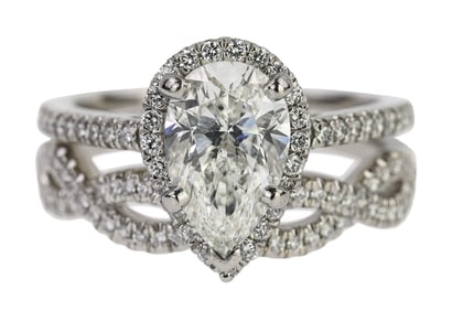 1.8 CT Diamond Solitaire Engagement Ring & Band