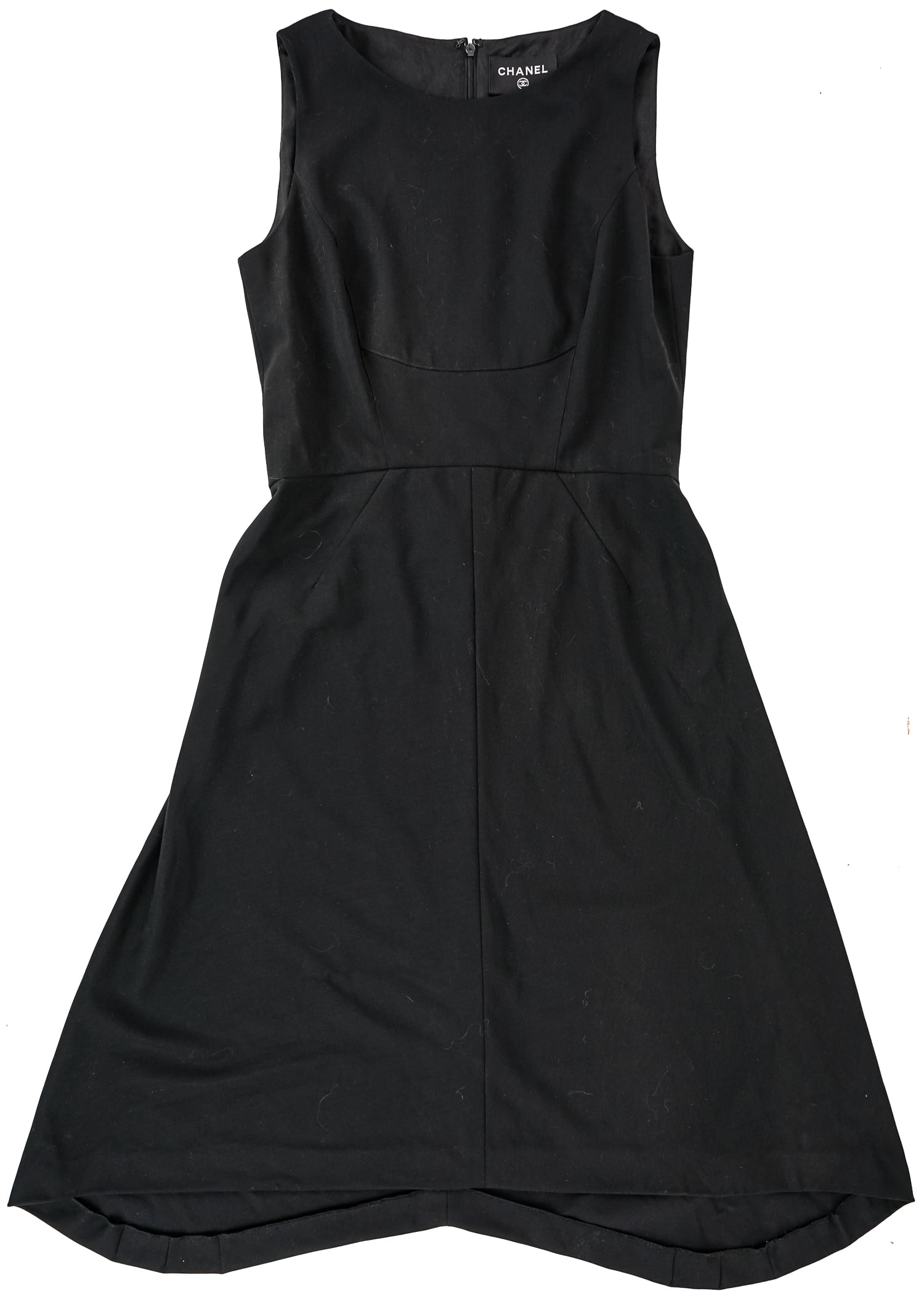 Vintage Chanel Wool Shift Dress: Chanel France black shift dress, 100% wool, silk lining, size 40, excellent condition