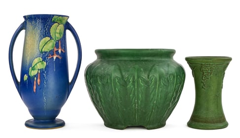 3 pcs. of Art Pottery incl. Owens, Roseville
