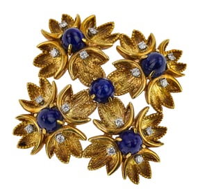 Raymond Yard 18k Diamond & Lapis Brooch Pendant