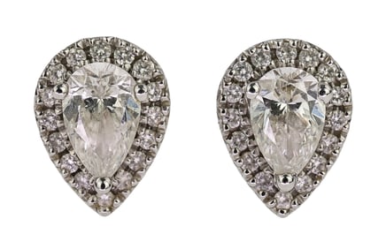 Pair of Pear Cut Diamond Stud Earrings