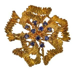 14k & Sapphire Modern Brooch Pin