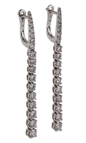 Pair 14k & Diamond Line Drop Earrings
