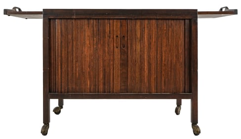 John Stuart for Mount Airy Walnut Tambor Bar Cart