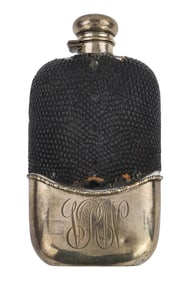 Sterling and Leather Cased Liquor Flask