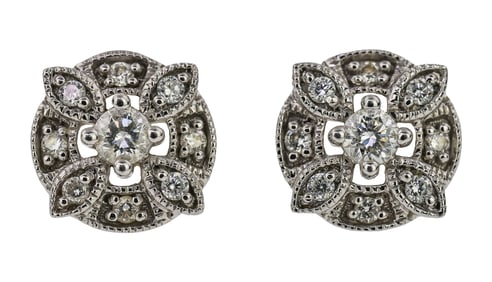Pair of Diamond Floral Stud Earrings