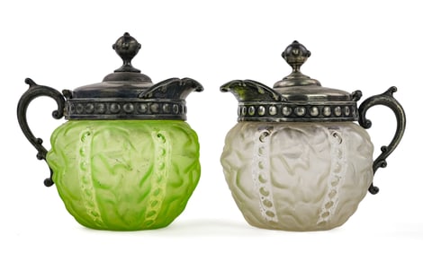 2 Mold Glass Syrup Pitchers