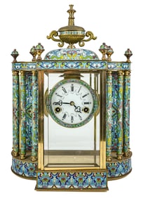 20th c Chinese Cloisonne Mantle Clock
