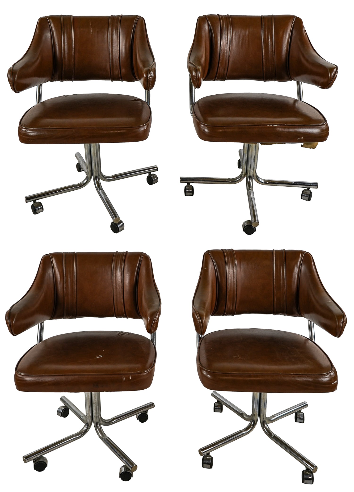 Four Stoneville Furniture Chairs: Four circa 1975 Stoneville Furniture Chairs with roller bases.
