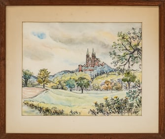Max Ferneke (AM 1905-1984) Landscape with Cathedral