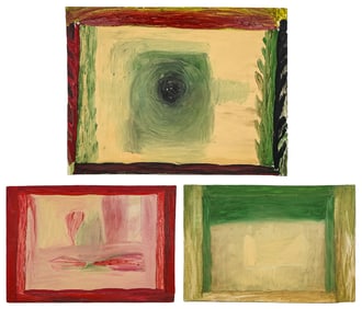 Lee Newton (AM 20th c) Abstraction in green and Red.