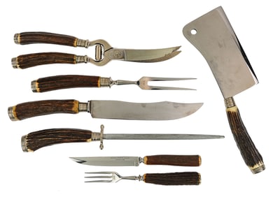17 pcs. Solingen Stag Handled Cutlery