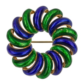 18k Enamel Circle Pin