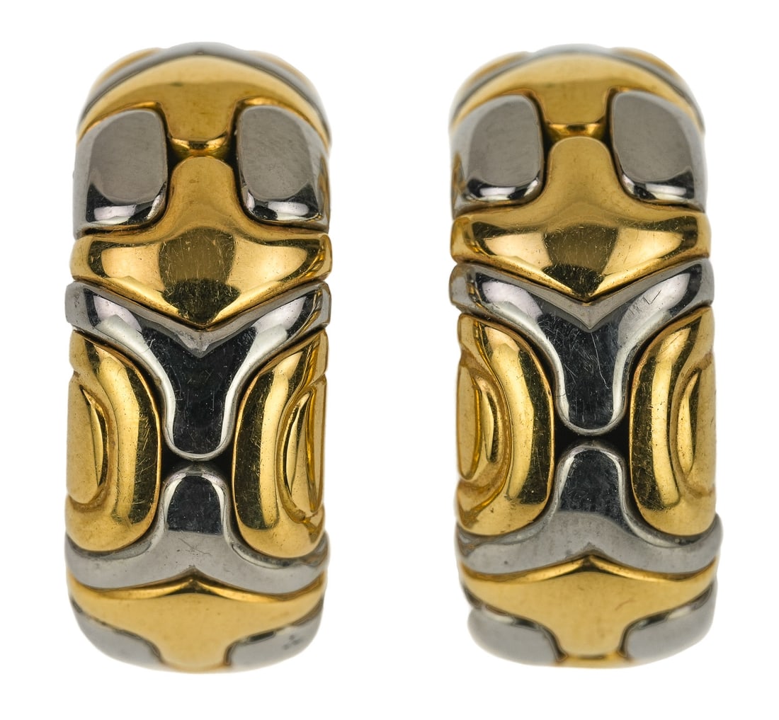 Bvlgari Gold & Steel Hoop Earrings (1 of 5)