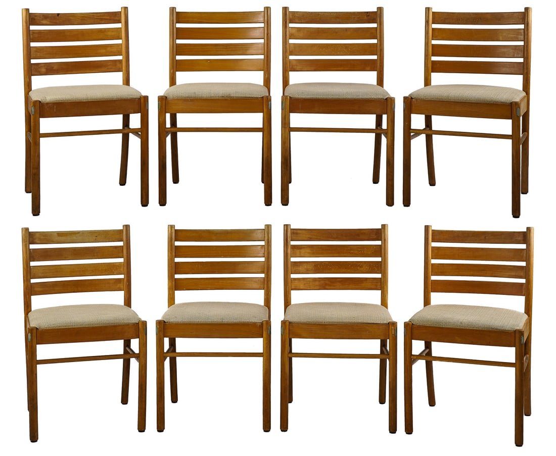 Set of 8 Unmarked MCM Dining Chairs (1 of 8)