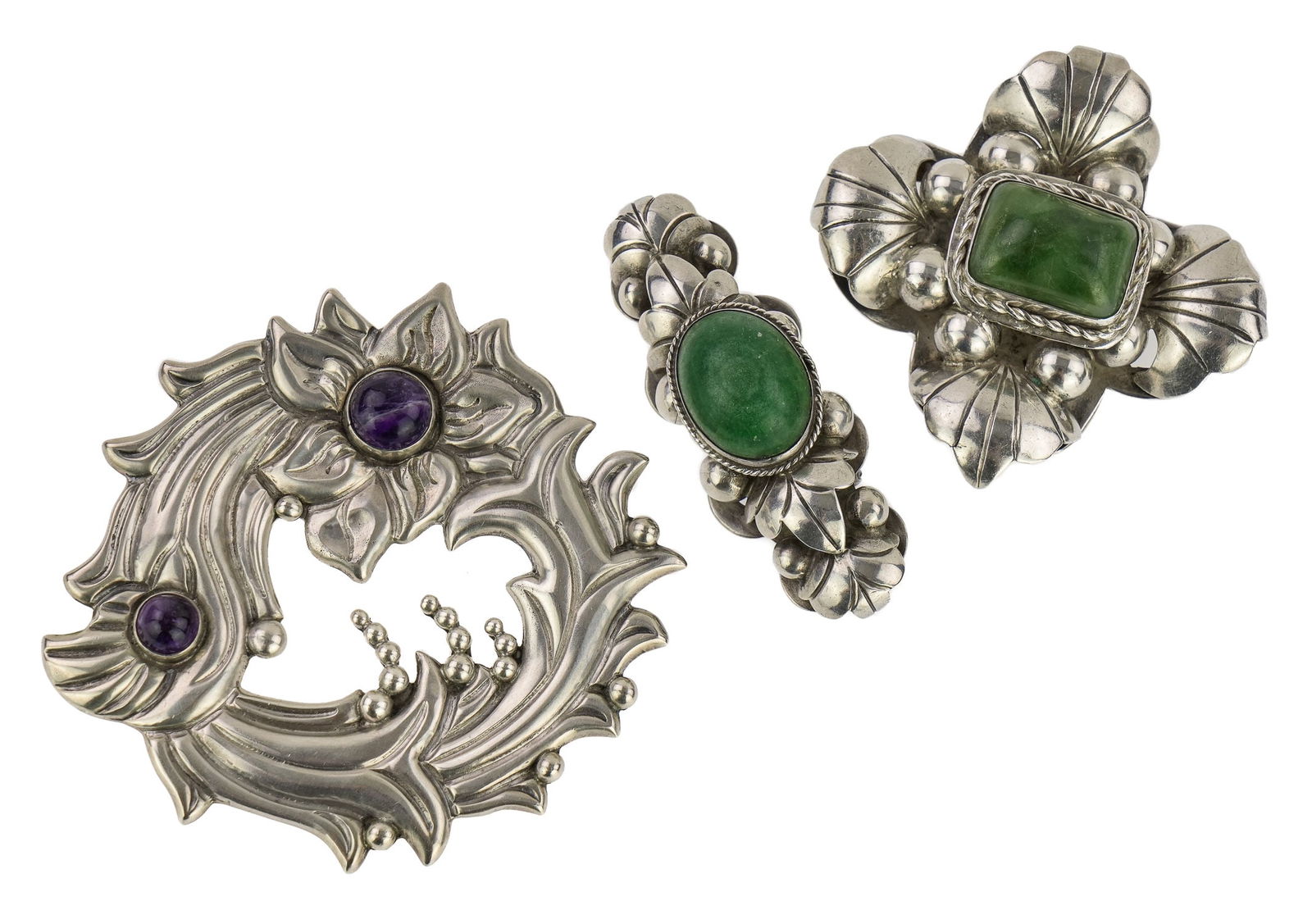 3 Mexican Silver Brooches (1 of 5)