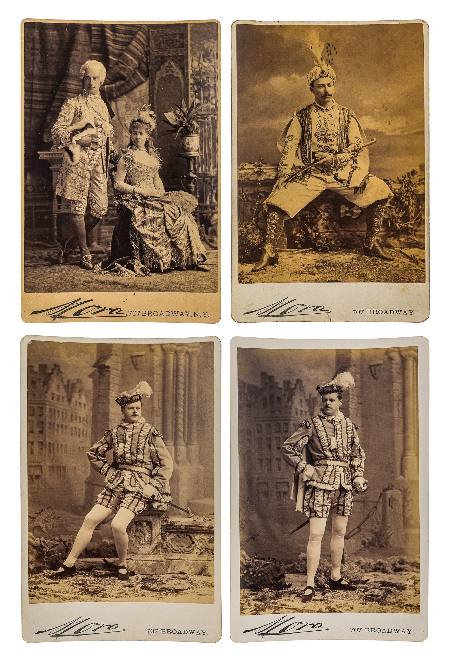 1883 Gilded Age Vanderbilt Costume Ball Photos: Gilded Age Vanderbilt Ball of 1883 cabinet photos (10 pcs), Mora, NYC, including Mr & Mrs Cornelius Vanderbilt II, George Richmond Fearing (1839-1920 President of the Knickerbocker Club in NYC), 6 1/2