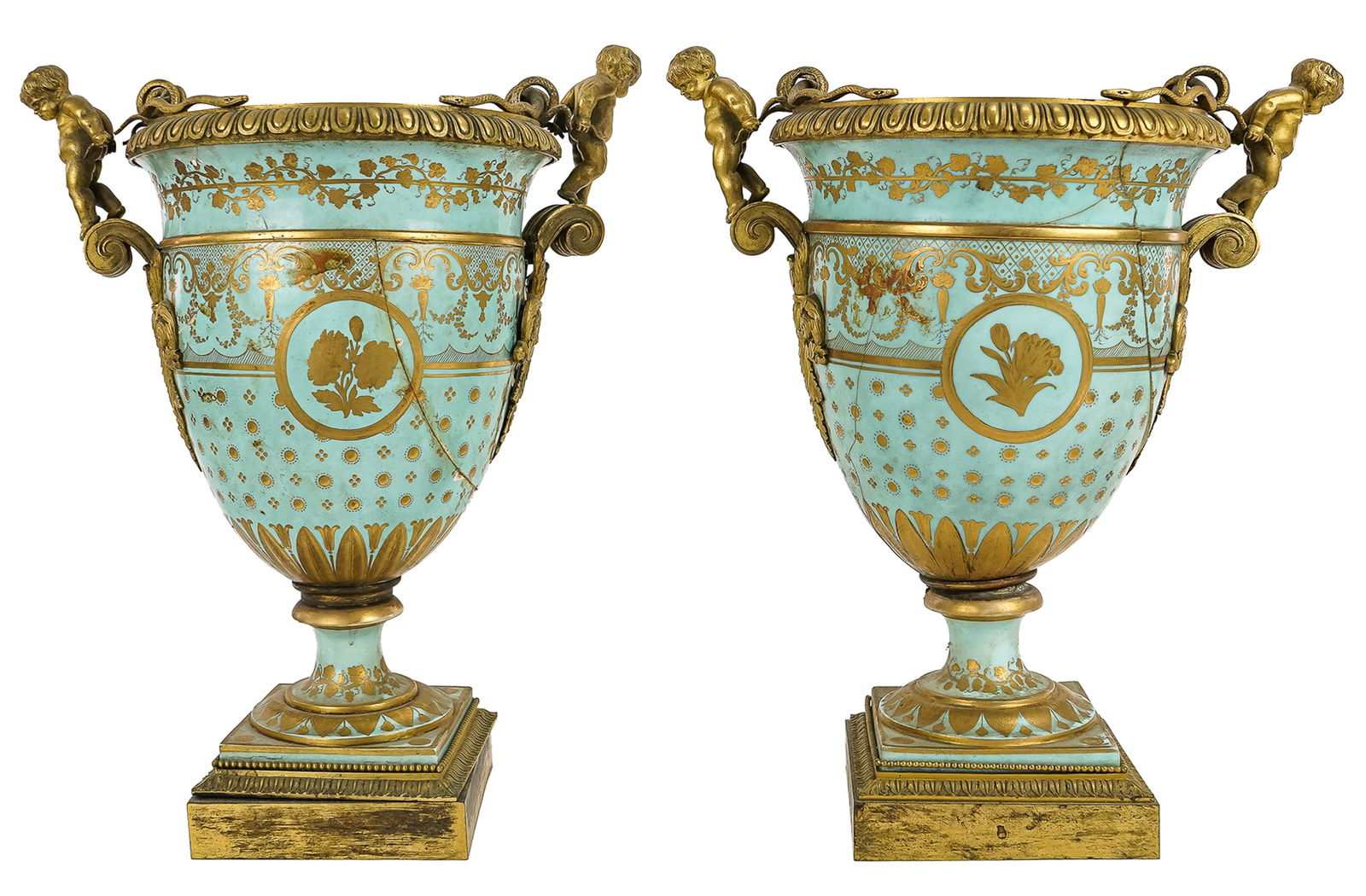 19th c. Porcelain and Gilt Bronze Garniture Urns (1 of 6)