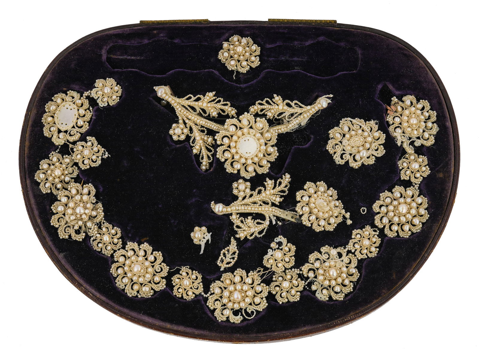 Victorian Cased Baroque Pearl Necklace & Brooch (1 of 6)