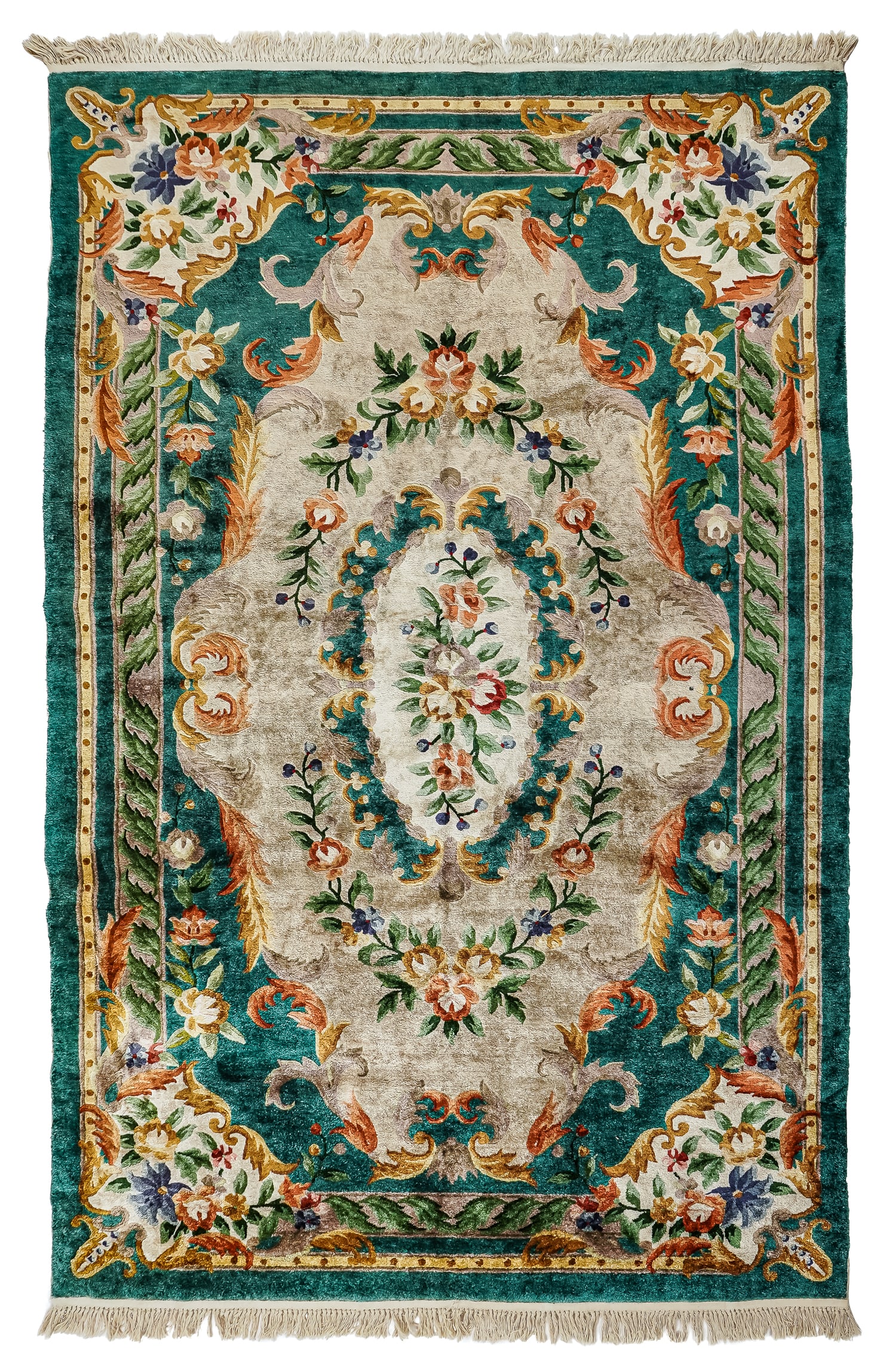 Late 20th c Chinese Aubusson Silk Area Rug (1 of 4)