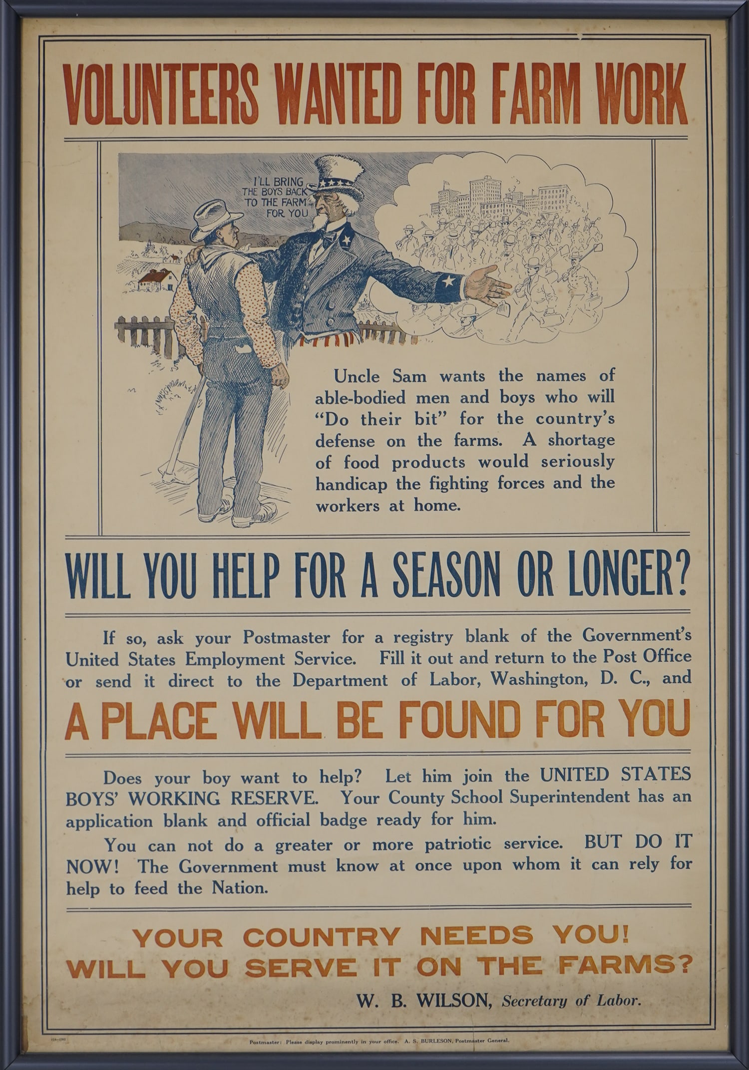 WWI Era Farm Worker Recruitment Appeal (1 of 5)