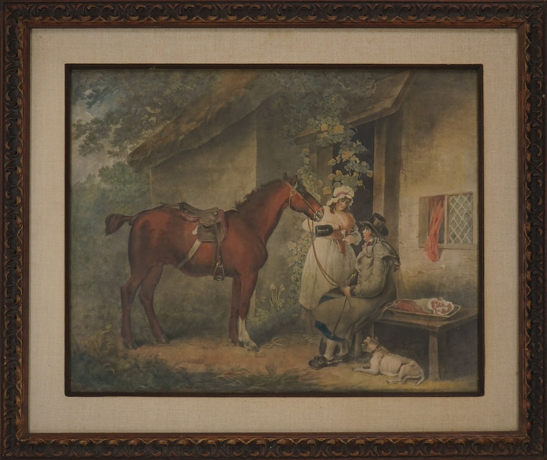 Francis Wheatley (EN 1747-1801) Return from Haymaking.: Francis Wheatley (English 1747-1801) Return from Haymaking watercolor and gouache on paper toning and some water staining. 11 x 9" 17 x 15"