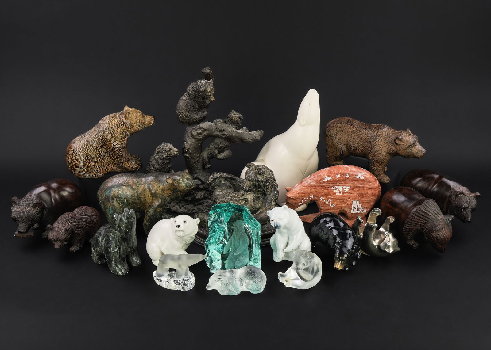 Collection of 20 Bear Figures incl. Lalique (1 of 7)