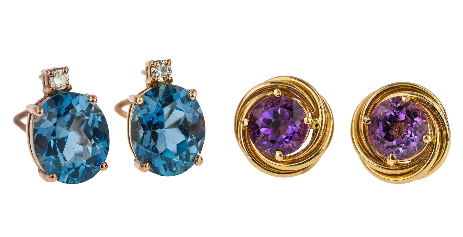 2 Pair of Amethyst & Blue Topaz Earrings (1 of 5)