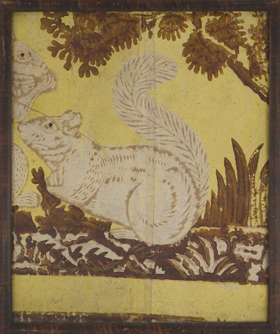 Early 19th c Bandbox Section with Squirrel (1 of 4)
