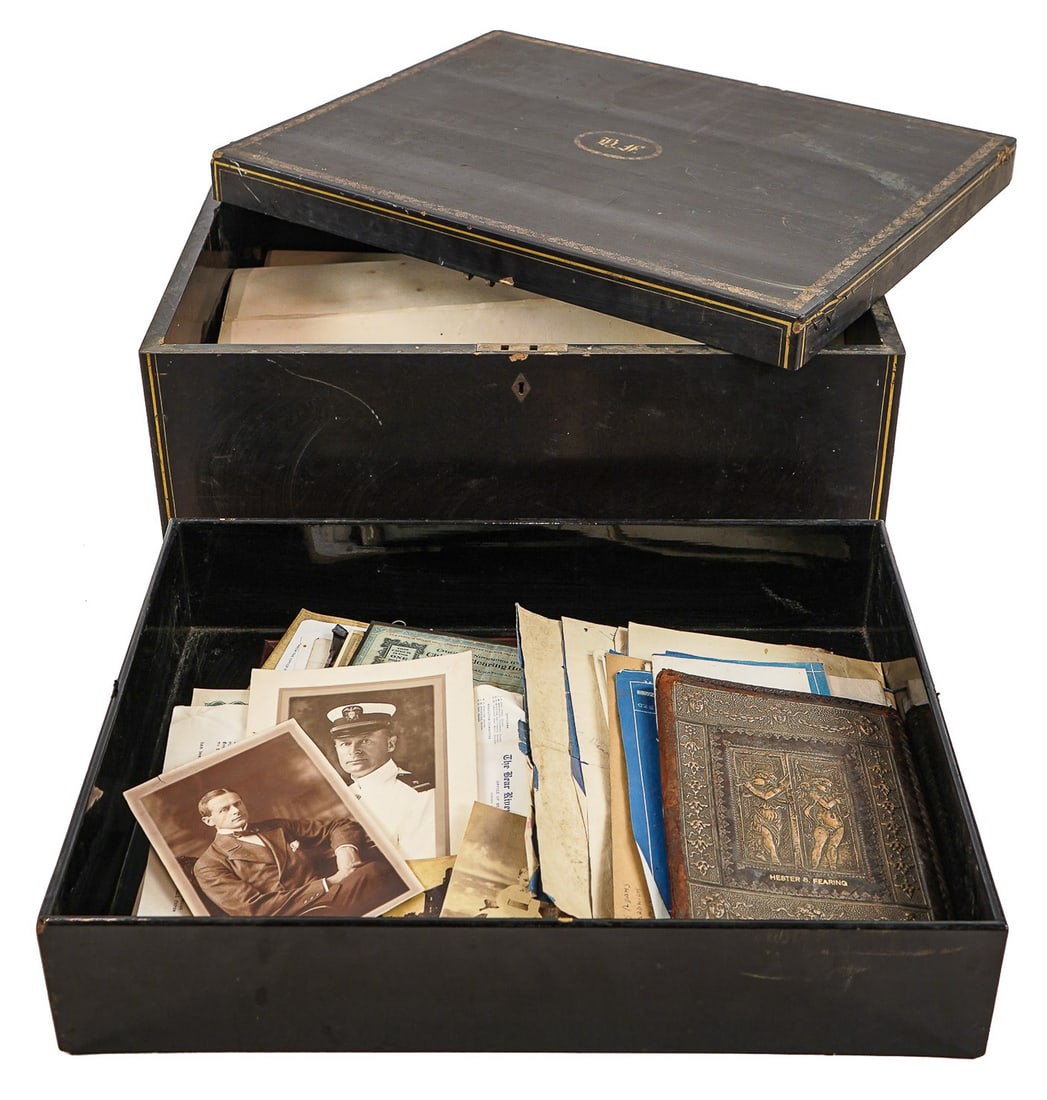 Fearing, Ames Photos, Blueprints, Lacquered Box: George Richmond Fearing, Jr photos, ephemera, lacquered box (HF- Hester Fearing, wife of George R Fearing, Jr) blueprints for home and grounds in Massachusetts, etc