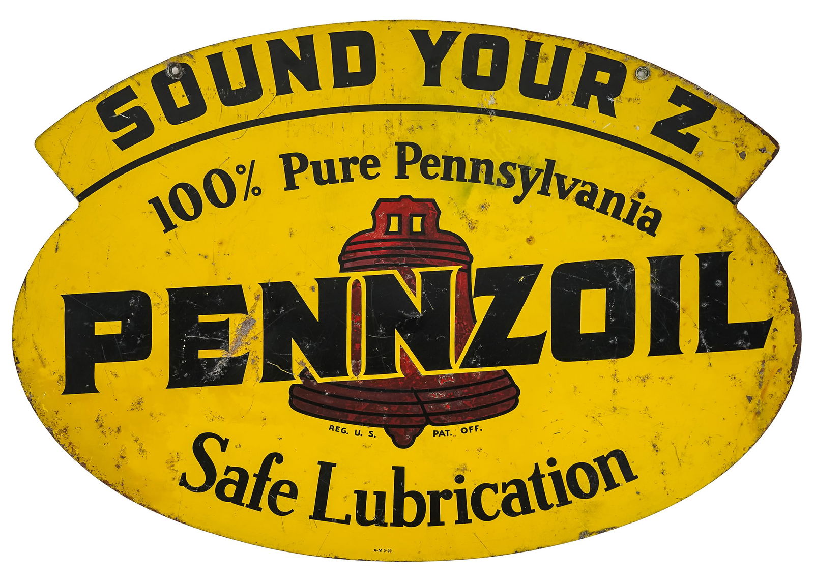 Vintage Pennzoil Double Sided Painted Tin Sign (1 of 3)